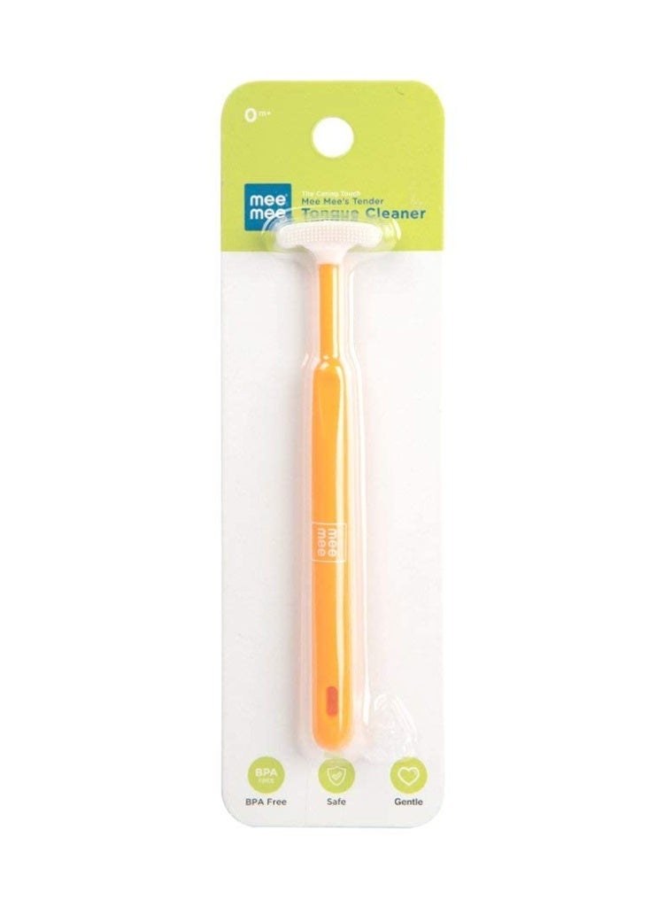 Mee Mee Tongue Cleaner for Baby | Tender Baby Oral Cleaner Toothbrush with Silicone Scraper | Suitable from 6+ Months | With Non-Slip Handle, Soft Rubber Tip and Easy Grip for Kids/Babies (Orange) - Image 1