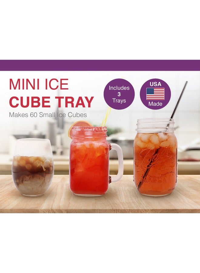 Arrow Home Products Arrow Small Ice Cube Trays for Freezer, Ice Coffee and Blenders, 3 Pack, 60 Mini Cubes Per Tray, 180 Total, Made in the USA, BPA Free Plastic, Ideal, Blue - Image 2