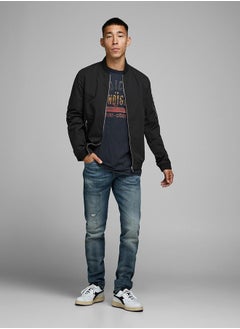 Long Sleeves Zip Closure Cuffed Bomber Jacket