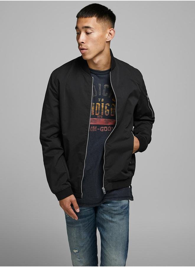 JACK & JONES - Long Sleeves Zip Closure Cuffed Bomber Jacket - Image 1