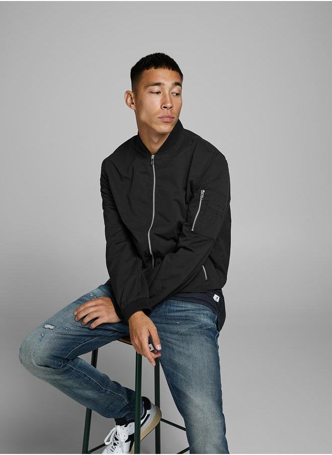 JACK & JONES - Long Sleeves Zip Closure Cuffed Bomber Jacket - Image 1