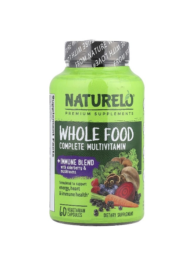 NATURELO NATURELO, Whole Food Complete Multivitamin + Immune Blend, 60 Vegetarian Capsules  - Image 1