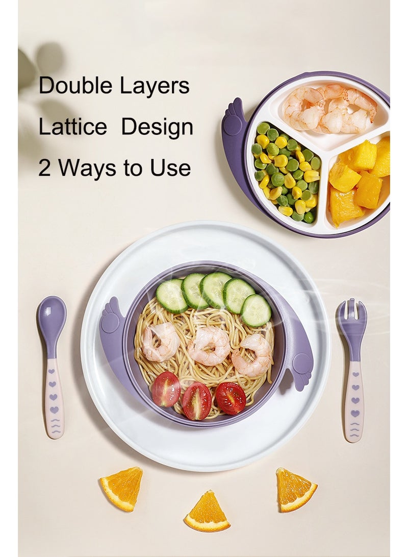Baby Feeding Set, Baby Bowls With Suction,Spoon And Fork Set, BPA-Free Baby Food Bowls, Suction Bowls For Baby And Toddler Bowl（Green） - Image 3