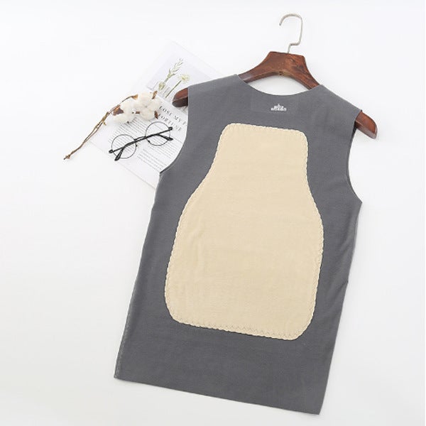 Mens Double-Sided Fleece-Lined Thickened Warmvest Inner Vest Fast-Heating No-Trace Autumn/Winter Thermal Top Dark gray  - Image 2