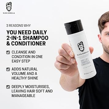 Slick Gorilla 2in1 Daily Shampoo Conditioner Infused with Natural Ingredients for Healthy Fresh Hair Cleans Conditions and Strengthens 200ml 676 fl oz Perfect AllinOne Solution Hai - Image 2