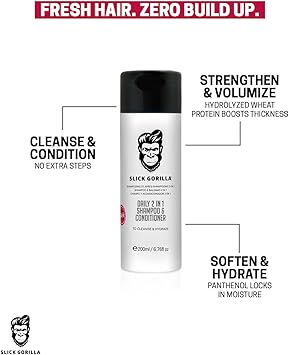 Slick Gorilla 2in1 Daily Shampoo Conditioner Infused with Natural Ingredients for Healthy Fresh Hair Cleans Conditions and Strengthens 200ml 676 fl oz Perfect AllinOne Solution Hai - Image 3