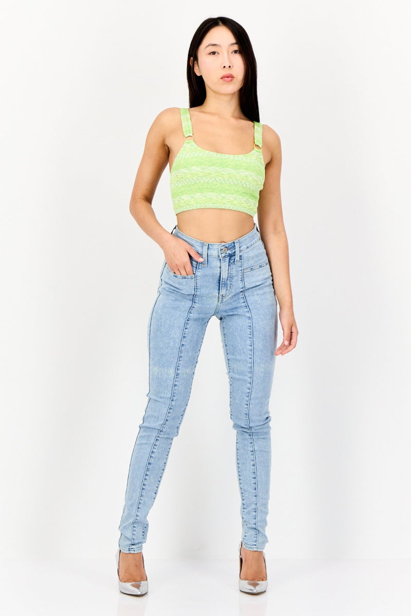 Levi's جينز ضيق للنساء، مغسول وقابل للتمدد، أزرق فاتح - Image 4