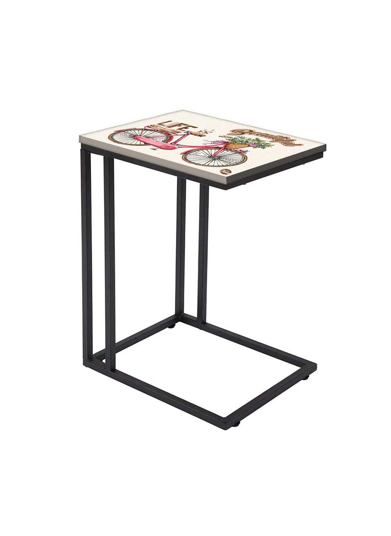 Nutcase Nutcase Design C Shaped Side Table for Laptop Work on Sofa CouchStudy Breakfast Snack Serving End Tables for Living Room Bedroom Life is Beautiful Cycle  - Image 1