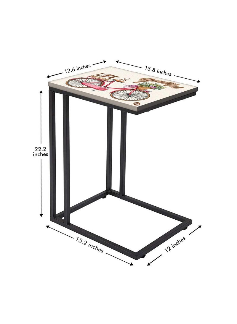 Nutcase Nutcase Design C Shaped Side Table for Laptop Work on Sofa CouchStudy Breakfast Snack Serving End Tables for Living Room Bedroom Life is Beautiful Cycle  - Image 3