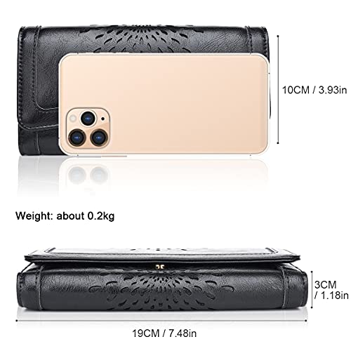 APHISON Ladies Soft PU Leather Long Wallet Trifold Clutch Purse Credit Card Holder Case for Women With Gift Box 2214 (BLACK) - Image 4