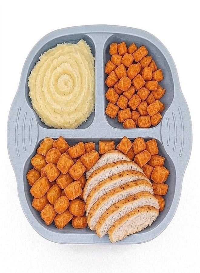 FLAVION 1 Pack Baby Plates with Suction, Silicone Divided Suction Plate for Toddlers, BPA-Free 100% Food-Grade Silicone Unbreakable Toddler Plates (Blue, Pack of 1) - Image 5