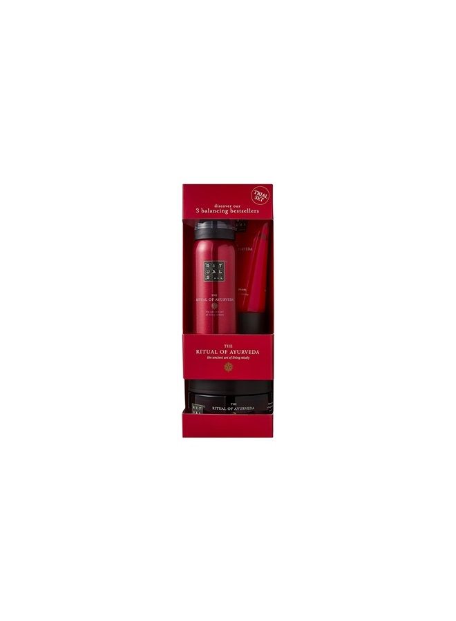 RITUALS Ayurveda Rebalancing Set - Foaming Shower Gel, Body Scrub & Body Cream with Indian Rose & Sweet Almond Oil - Trial Size - Image 1