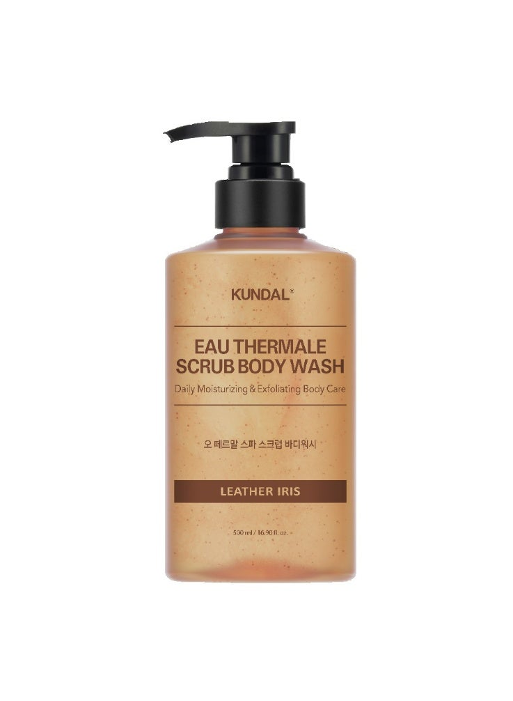 KUNDAL Eau Thermale Scrub Body Wash for Daily Moisturizing & Exfoliation Leather Iris 500 mL - Image 1