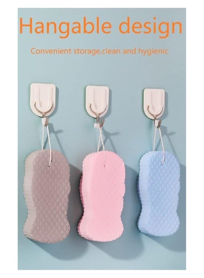 3-Pack Magical Exfoliating Bath Sponge – 3D Soft, Reusable, Skin-Friendly for Adults, Kids, Pregnant Women (Pink, Blue, Grey) - Image 2