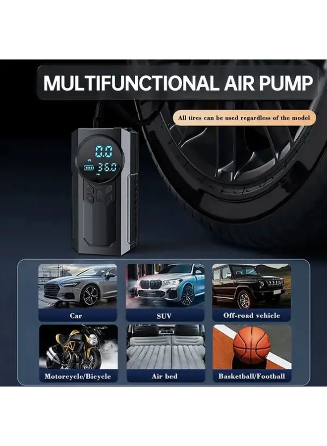 Upgraded Portable Jump Starter With Air Compressor 150 PSI Tire Gauge LED Flashlight SOS Hammer - Image 1