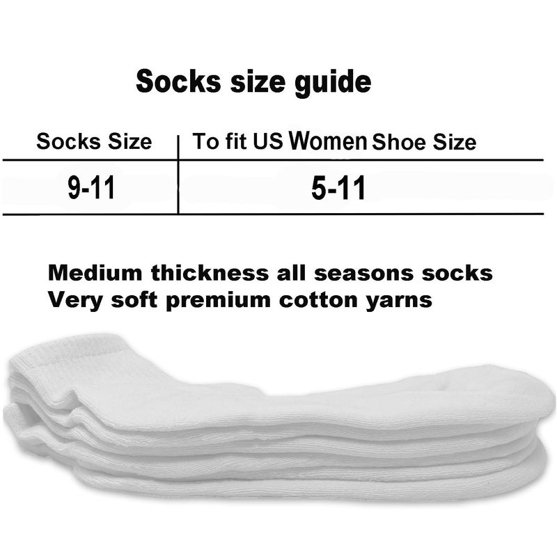 Glory Max 6 Pairs Women Cotton Solid Athletic Ankle Quarter Socks with Cushioning (White) - Image 3