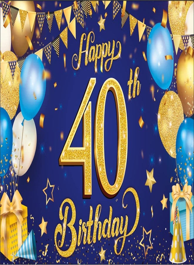 كاتشون لافتة عيد ميلاد سعيد باللونين الأزرق والذهبي من كاتشون - مقاس كبير جدًا، 72 × 44 بوصة | لافتة خلفية لتزيين حفلات عيد الميلاد الأربعين | زينة حفلات باللونين الأزرق والذهبي - Image 1