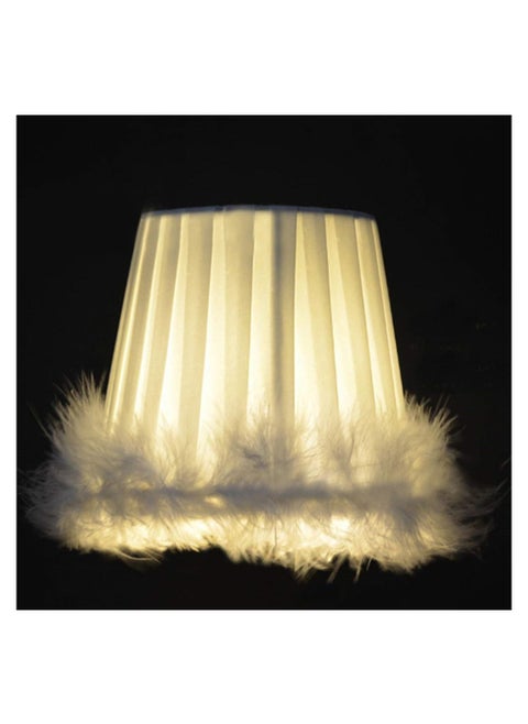 Feather Lamp Shade, Small Clip Lamp Shade, Modern Lampshade Fabric Lampshade with Feather, White Cloth Small Lampshade for Table Chandelier Wall Lamp, 3.3x4.7x4.3inch