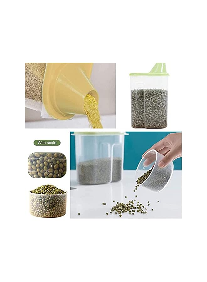 SKY-TOUCH 4 قطع من حاويات تخزين الطعام، حاويات حبوب سعة 2.5 لتر مع كوب قياس، منظم تخزين بلاستيكي محكم الغلق لمخزن المطبخ، آمن على الطعام وخالي من مادة البيسفينول أ، للحبوب والأطعمة الجافة والدقيق والسكر - Image 5