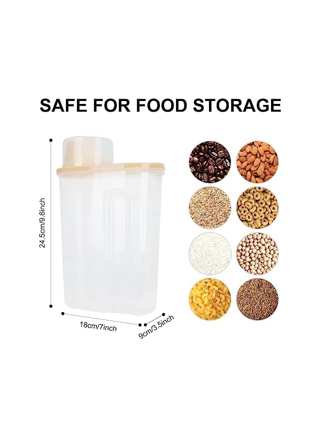 SKY-TOUCH 4 قطع من حاويات تخزين الطعام، حاويات حبوب سعة 2.5 لتر مع كوب قياس، منظم تخزين بلاستيكي محكم الغلق لمخزن المطبخ، آمن على الطعام وخالي من مادة البيسفينول أ، للحبوب والأطعمة الجافة والدقيق والسكر - Image 4