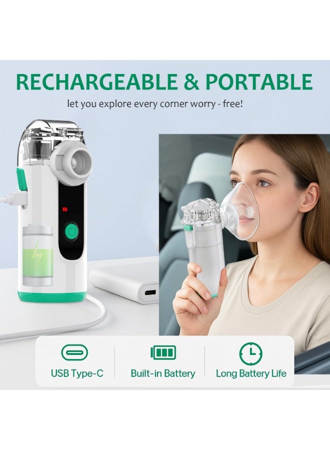 أسيف جهاز نيبولizer قابل للشحن محمول لجهاز التنفس | تنظيف ذاتي، تشغيل هادئ، 3 أوضاع مؤقتة - مناسب للاستخدام في المنزل والمكتب والسفر (للأطفال والبالغين) - Image 3