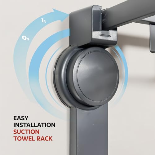 MIORAH India's First Suction Cup Towel Holder in Bathroom | Towel Rack for Bathroom | Towel Hangers | Suction Heavy Duty, No Drill, Accessories Set for Clothes | 24 Inch Grey - Image 3