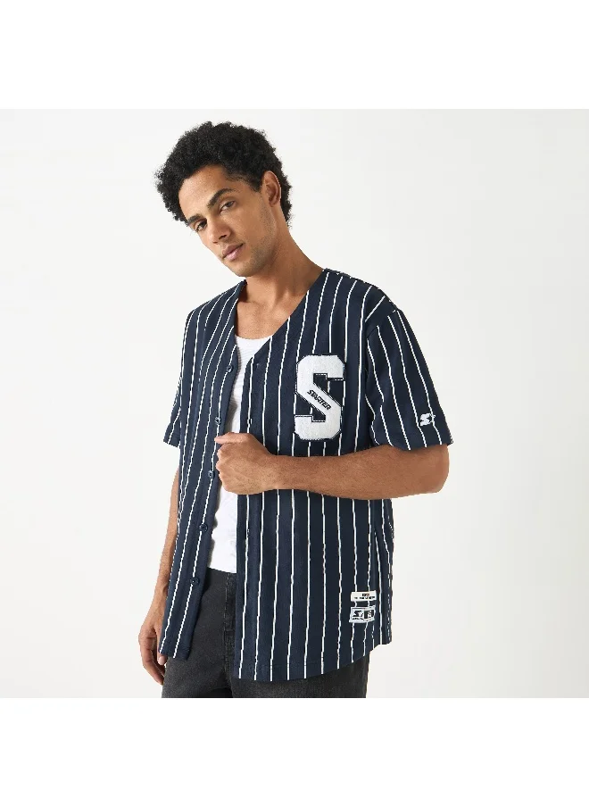 STARTER Starter Regular Fit Striped V-neck Shirt with Short Sleeves