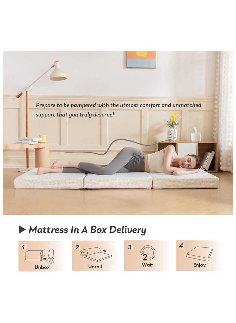 Comfy مرتبة مفردة مريحة قابلة للطي باللون الأبيض الكلاسيكي مقاس 180 × 90 × 7 سم - Image 2