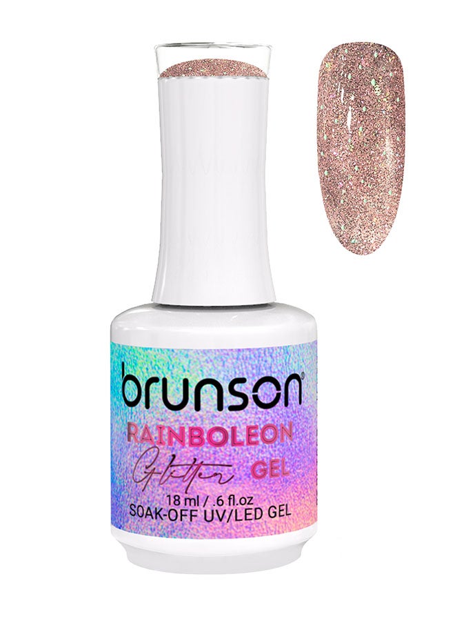 brunson طلاء أظافر جل 18 مل طويل الأمد مقاوم للتقشير يتطلب التجفيف تحت مصباح UV LED جل رينبولون المتلألئ - Image 1