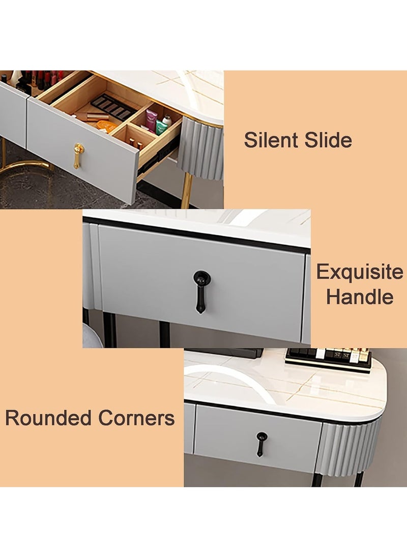 DubaiGallery Dressing Tables Home Vanity Desk, Makeup Vanity Set with Ergonomic Padded Stool, Dressing Table with LED Lighted Mirror for Girls Bedroom Furniture  - Image 4