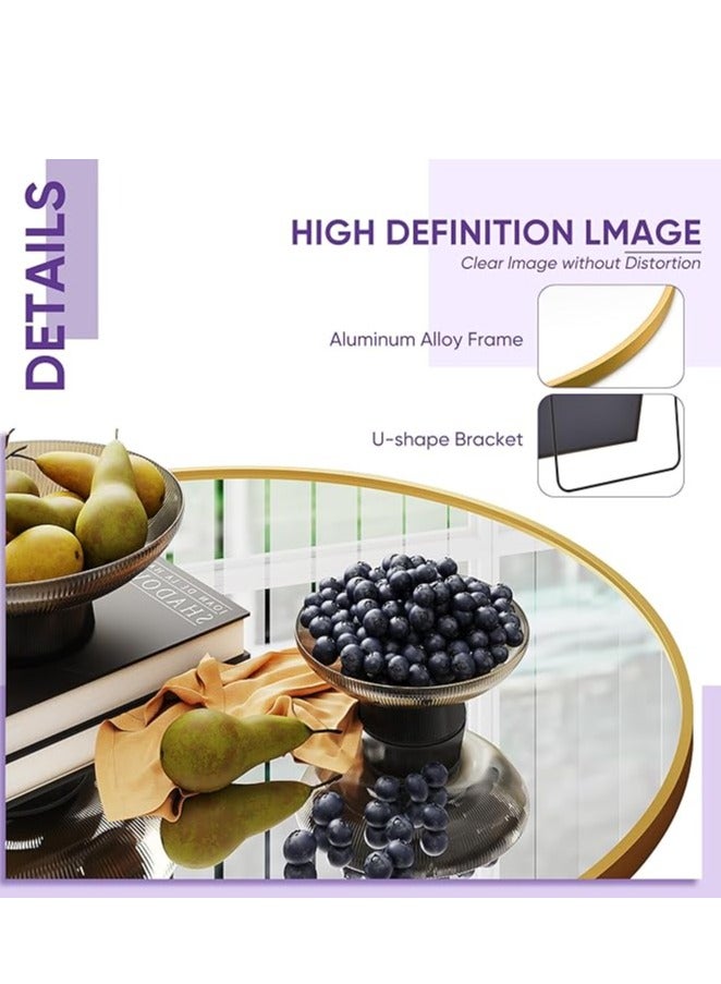 Vparty Arched Full-Length Mirror (190 x 110 cm), 76"x44" Gold, Aluminum Alloy Frame, HD Image, Shatterproof Mirror, U-Shaped Bracket, Standing, Leaning, or Wall-Mounted Vanity Mirror for Bedroom, Living Room, Stylish Full Body Mirror, Modern Home Décor Mirror, Elegant Decorative Mirror, Large Size, Versatile Mounting Options, Luxury Gold Framed Mirror, Decorative Wall Mirror, Functional and Stylish Mirror for Home - Image 4
