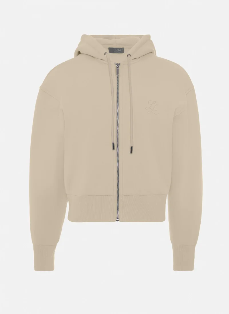 Lichi Cropped loose-fitting zip-up hoodie
