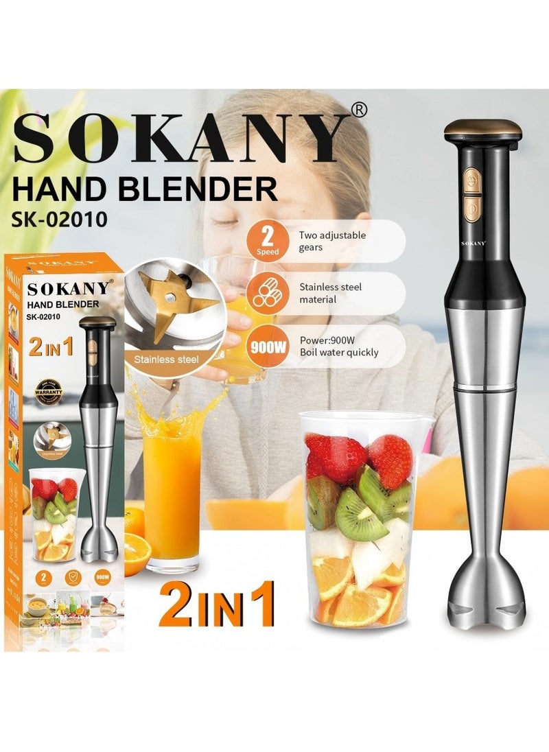 sokany Stainless Steel Handheld Blender With Large Capacity Blending Cup, Easy To Blend Various Fruits And Vegetables, Simple Double Button Design, Intuitive And Easy To Operate Blending Cup  -  Plug: British Standard  - Image 2