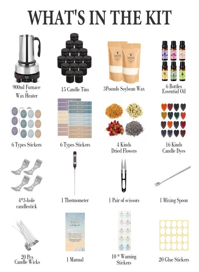 SAEUYVB Candle Making Kit with Wax Melter, Candle Making Kit for Adults - DIY Starter Soy Candle Making Kit/Supplies-Perfect as Home Decoration - Image 2