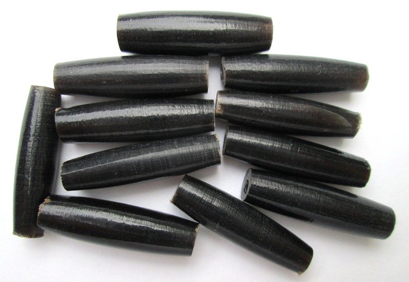 Dangerous Threads Genuine Hairpipe Bone; Black Horn, Size 1 inch, 25 pcs; Hair Pipe Choker Beads - Image 4