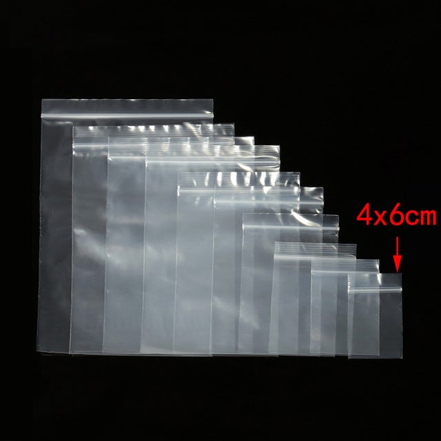 Generic 100pcs Thick PE Jewelry Seal Bags 4x 6cm