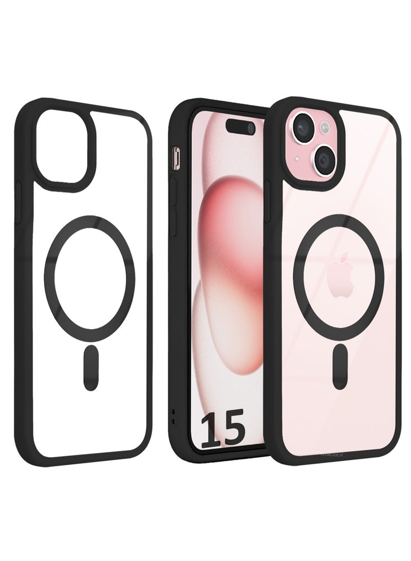 CATANES 2 PACK MagSafe Magnetic Clear Case for iPhone 15 6.1 inch - One Case One 3D Screen Protector - Shockproof Protective Cover with Bumper - Black - Image 4