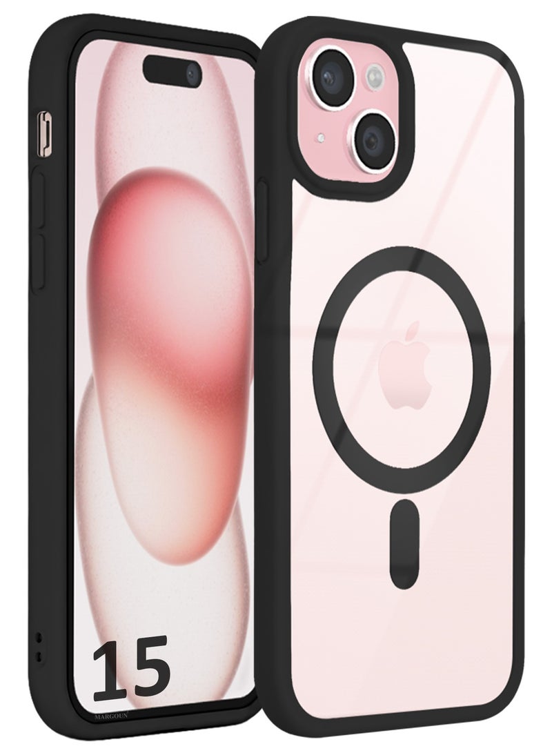 CATANES 2 PACK MagSafe Magnetic Clear Case for iPhone 15 6.1 inch - One Case One 3D Screen Protector - Shockproof Protective Cover with Bumper - Black - Image 3