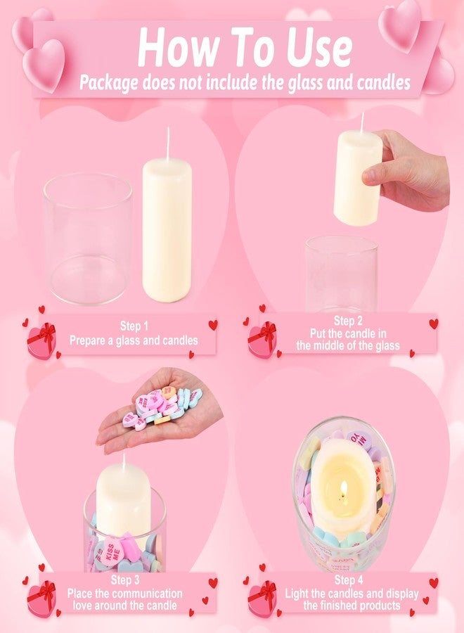Draupnir Valentines Conversation Heart Decor, 160 Pcs Valentine Vase Filler Valentine's Day Heart Ornament for Floating Candles Sweet Floral Arrangement Home Decoration Centerpieces for Tables Mantel - Image 3