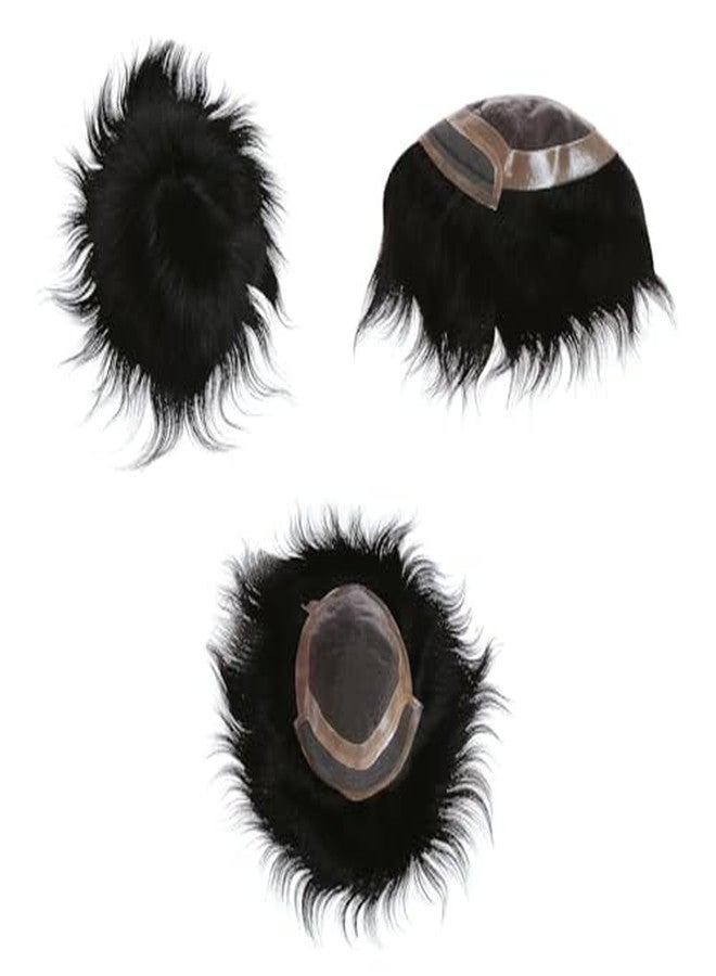Pinaka Front Lace Hair Patch for Men 100% Natural Human Hair Wigs for Natural and Undetectable Frontline Full Head Toupee Non-Surgical Hair (8X6) - Image 1