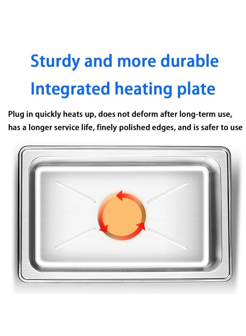 WALALLA Electric Heating Buffet Stove, Portable Stainless Steel Self-Service Breakfast Stove Insulated Pot with Lid, Electric Heating Buffy Stove, Self-Service Holding Stove Breakfast Hob - Image 3