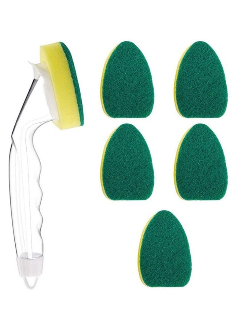 Oasisgalore Dish Wands Sponge Kit Dish Cleaning Sponge 6 Refill Replacement Heads with 1 Dish Wand Handle for Kitchen - Image 1