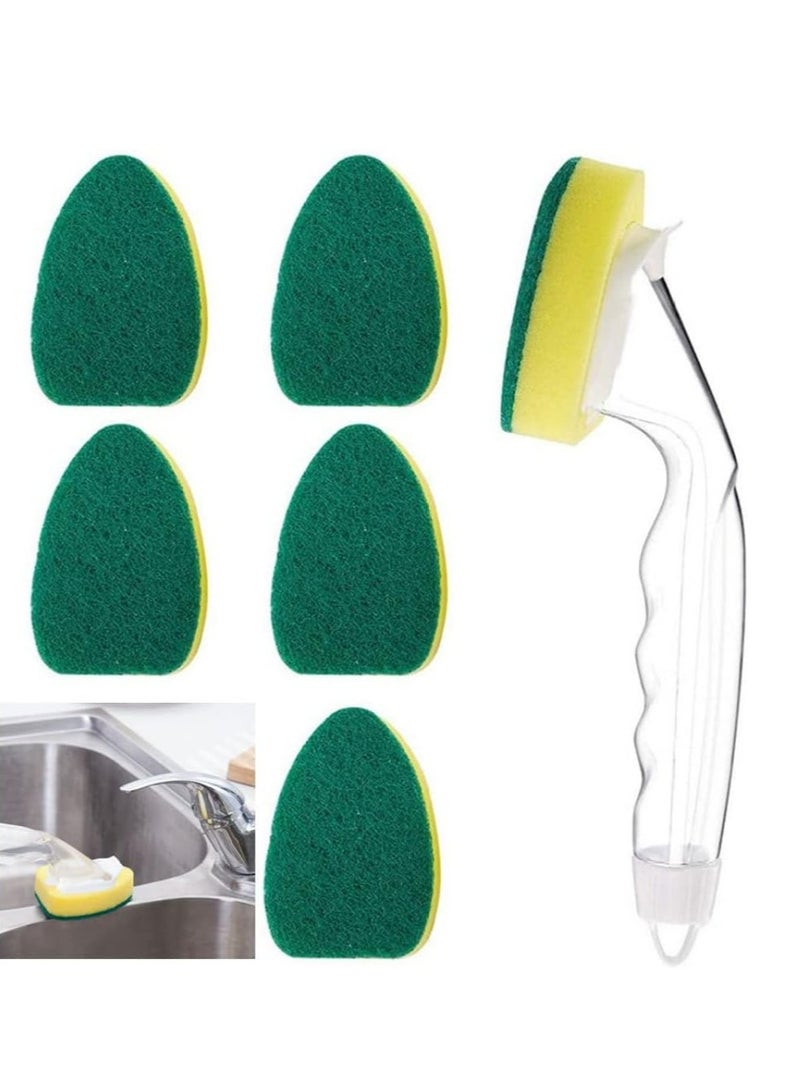 Oasisgalore Dish Wands Sponge Kit Dish Cleaning Sponge 6 Refill Replacement Heads with 1 Dish Wand Handle for Kitchen - Image 5