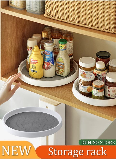 Kitchen Spice Tray,Non-Skid Turntable Round Tray, Kitchen Cupboard Tray, Rotating Condiment Holder for Cabinet Pantry Refrigerator, 25cm Round Tray