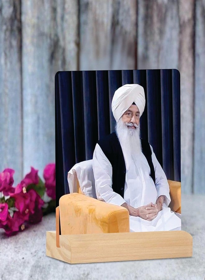 Giftplease Radha soami ji Tabletop Photo Frame with Wooden Stand | Desk Frame for Home & Office D cor | Spiritual & Inspirational Gift | Elegant Display Frame for Pictures GMP_49 - Image 3