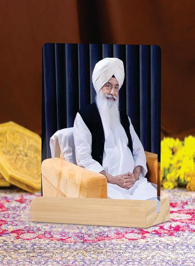 Giftplease Radha soami ji Tabletop Photo Frame with Wooden Stand | Desk Frame for Home & Office D cor | Spiritual & Inspirational Gift | Elegant Display Frame for Pictures GMP_49 - Image 5
