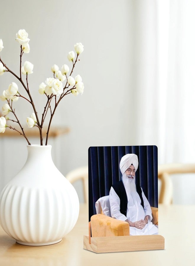 Giftplease Radha soami ji Tabletop Photo Frame with Wooden Stand | Desk Frame for Home & Office D cor | Spiritual & Inspirational Gift | Elegant Display Frame for Pictures GMP_49 - Image 4