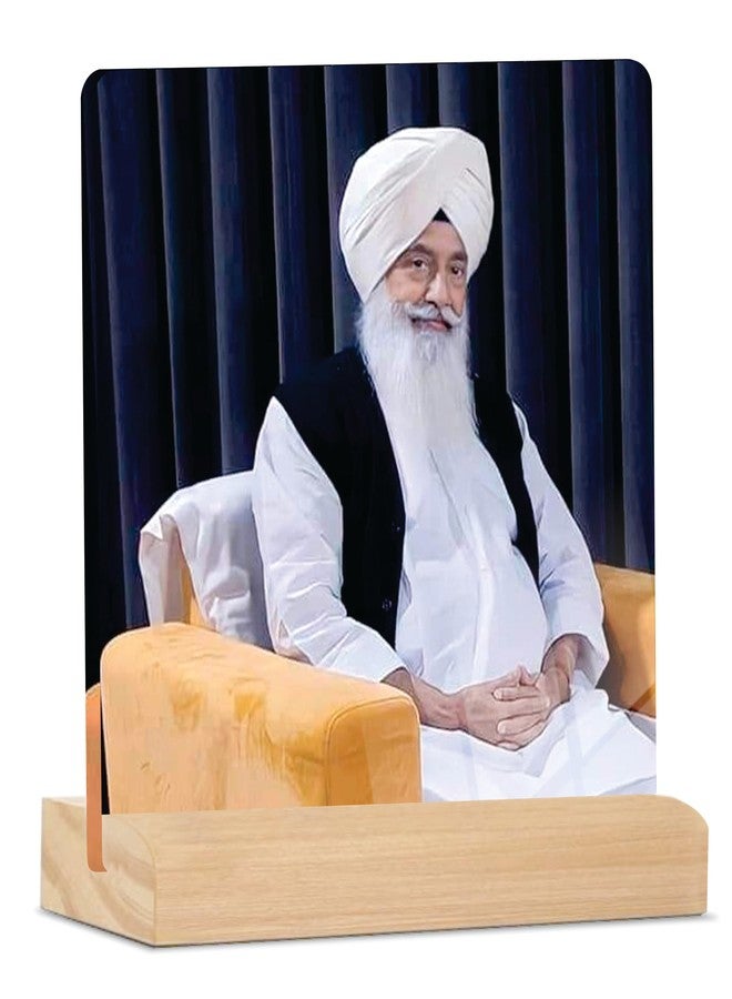 Giftplease Radha soami ji Tabletop Photo Frame with Wooden Stand | Desk Frame for Home & Office D cor | Spiritual & Inspirational Gift | Elegant Display Frame for Pictures GMP_49 - Image 1