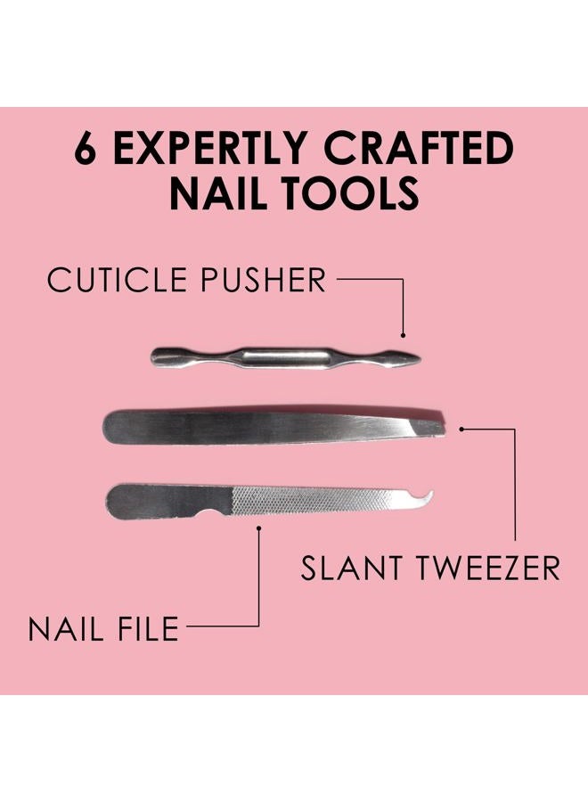 Japonesque Travel Manicure Kit – 6-Piece Nail Tool Set in Compact Case for At-Home & Travel Use - Image 2