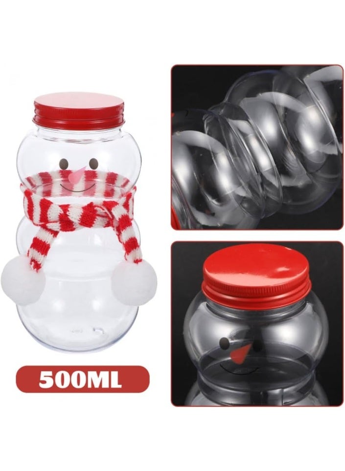 general Milk Tea Drink Cup 500Ml Snowman Shaped Plastic Bottle Pet Material Clear Christmas Candy Jar Reusable Beverage Container for Holiday and Party - Image 5
